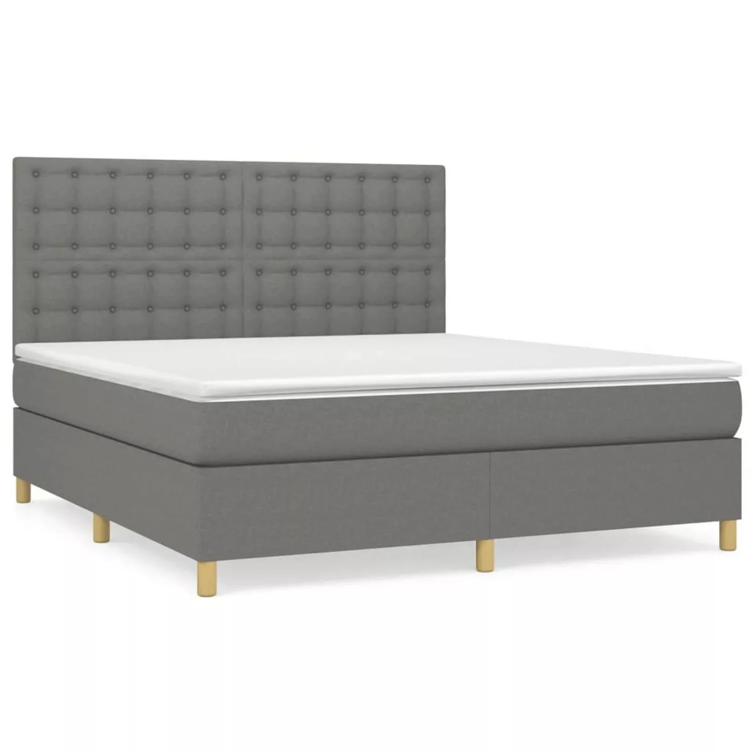 vidaXL Boxspringbett Boxspringbett mit Matratze Dunkelgrau 180x200 cm Stoff günstig online kaufen