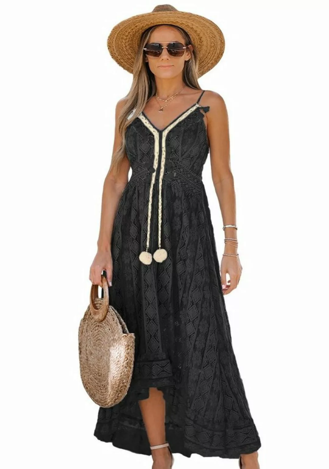 Cupshe Strandkleid Ditsy Slip Kleid mit V Ausschnitt und Schnürung Rüsche günstig online kaufen