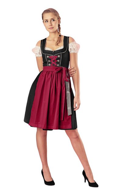 Ramona Lippert Dirndl Pia rot Damen schwarz rot mit Bluse Rocklänge 60 cm günstig online kaufen