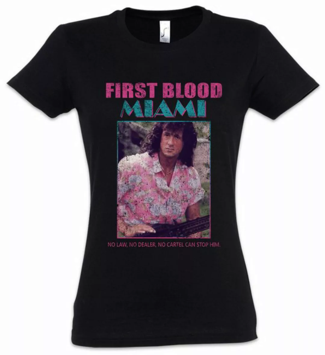 Urban Backwoods Print-Shirt First Blood Miami Damen T-Shirt Vice John Fun 8 günstig online kaufen