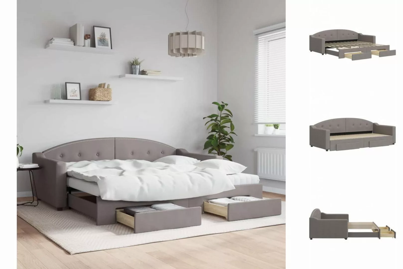 vidaXL Gästebett Gästebett Tagesbett Ausziehbar mit Schubladen Taupe 90x200 günstig online kaufen