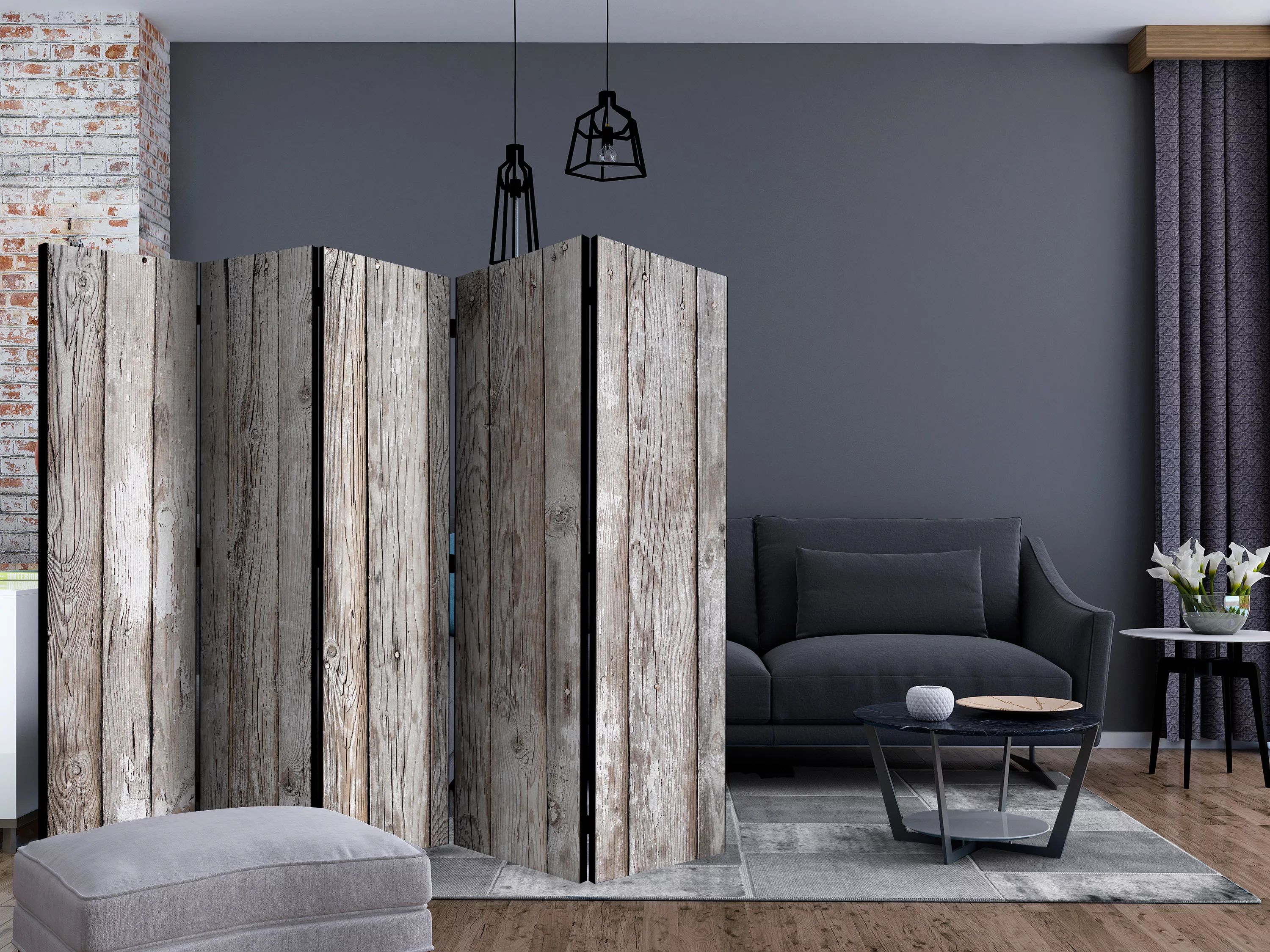 5-teiliges Paravent - Scandinavian Wood Ii [room Dividers] günstig online kaufen