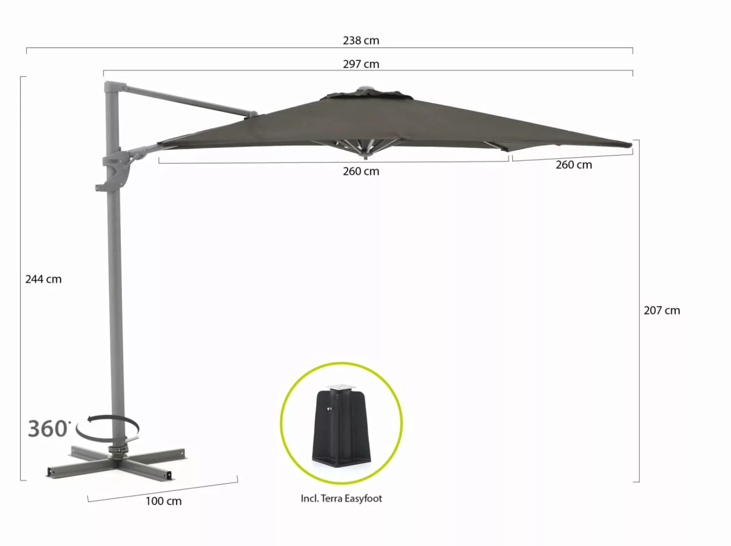 Shadowline Francisco Ampelschirm 260x260 cm günstig online kaufen