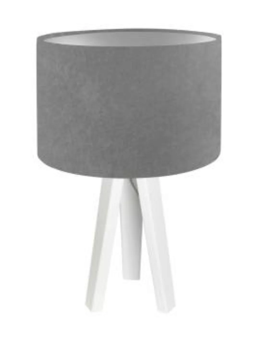 Tischlampe Weiß Grau Silber Holz Dreibein 46cm Retro günstig online kaufen