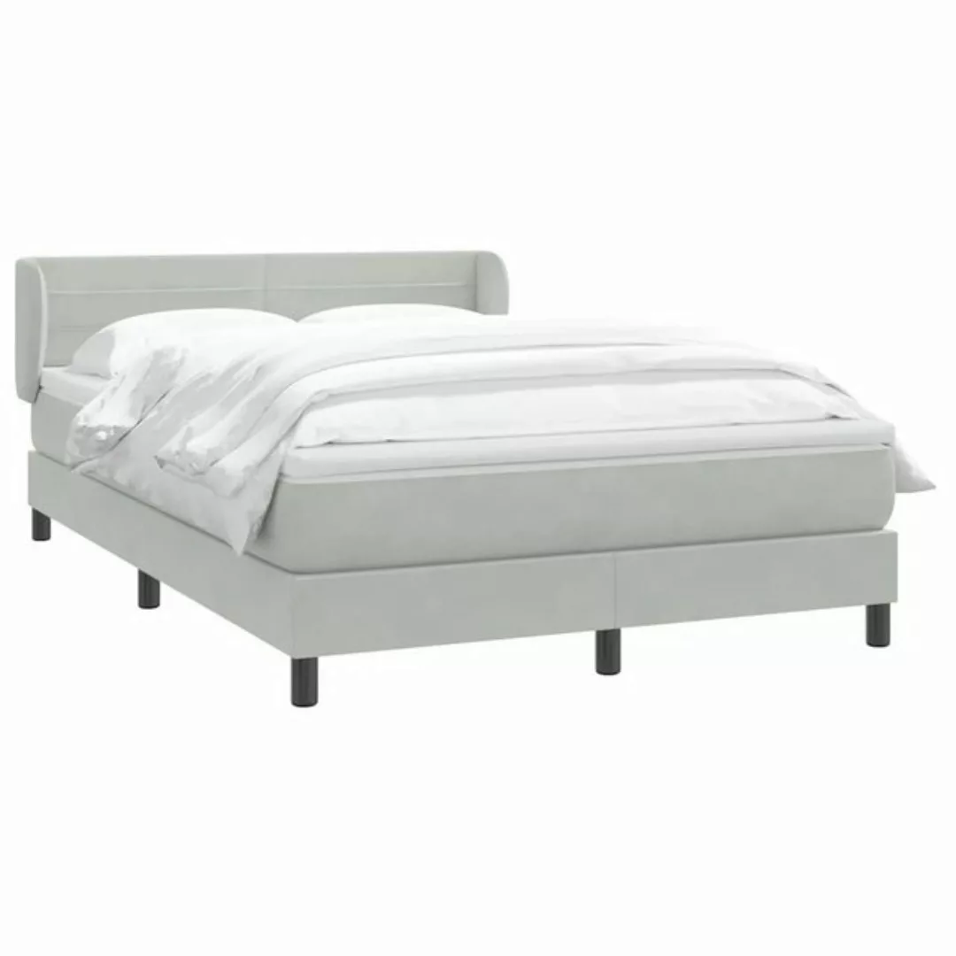 vidaXL Bett Boxspringbett mit Matratze Hellgrau 160x210 cm Samt günstig online kaufen