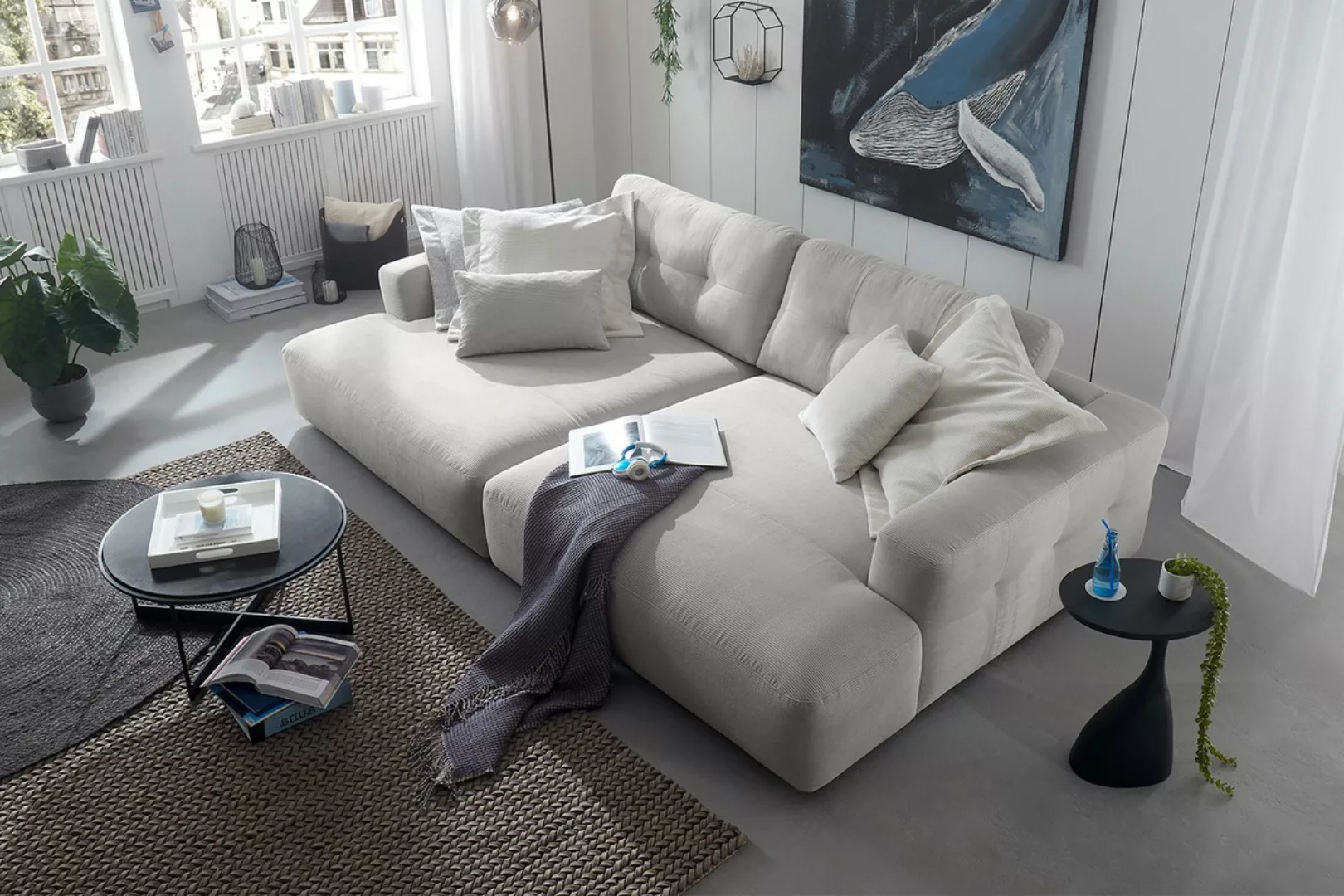 KAWOLA Big Sofa MIKA Feincord silber günstig online kaufen