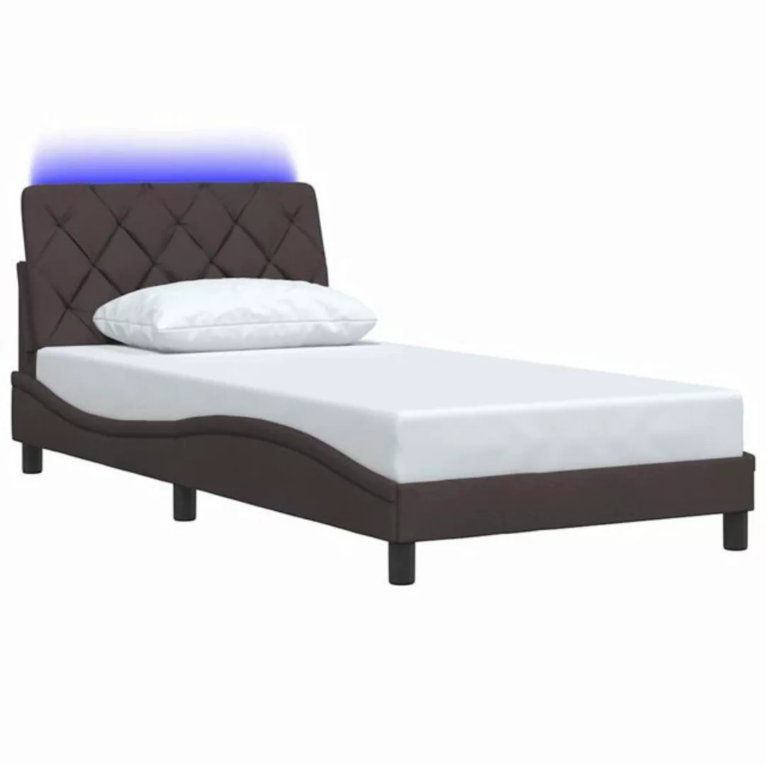 vidaXL Bett Bettgestell mit LED ohne Matratze Dunkelbraun 100x200 cm Stoff günstig online kaufen