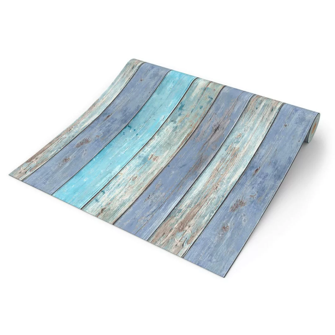 Vliestapete Holzoptik blau B/L: ca. 53x1005 cm günstig online kaufen