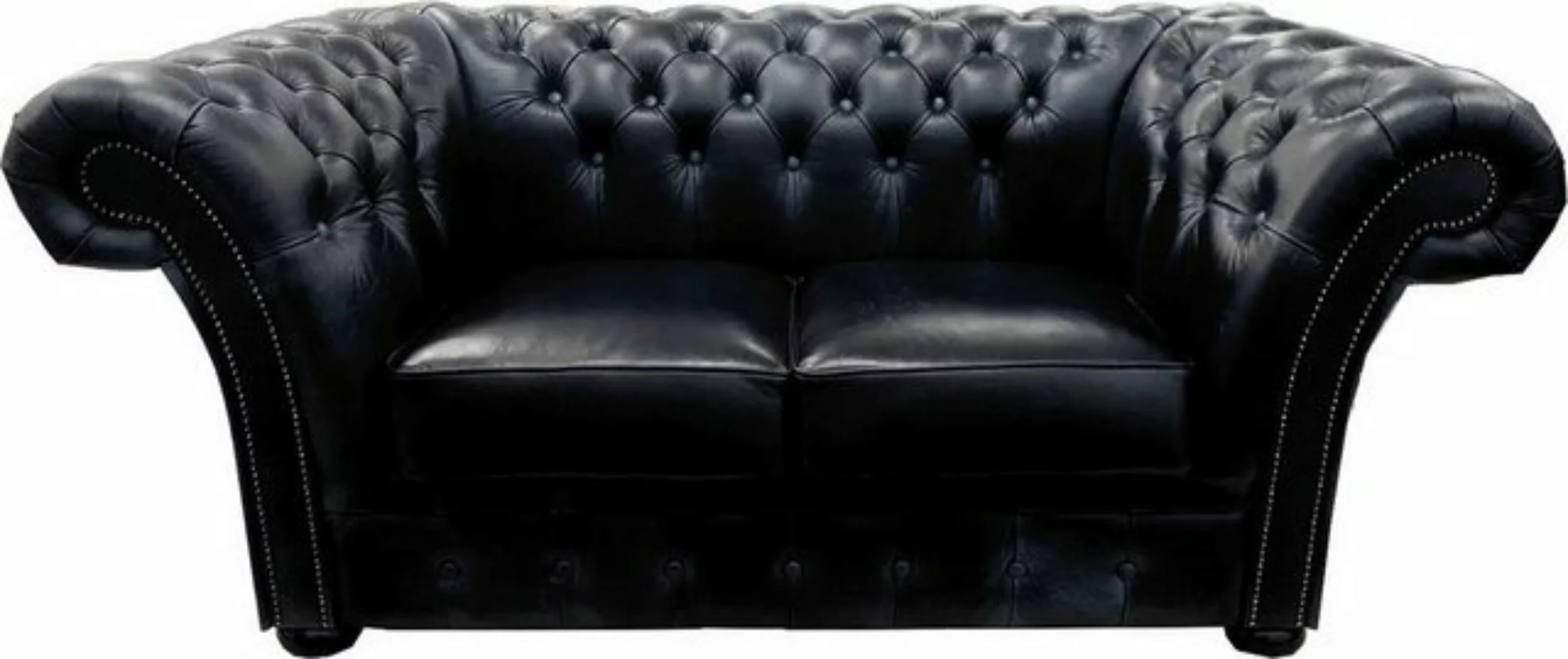 Casa Padrino 2-Sitzer Luxus Echtleder 2er Sofa Schwarz 170 x 90 x H. 80 cm günstig online kaufen