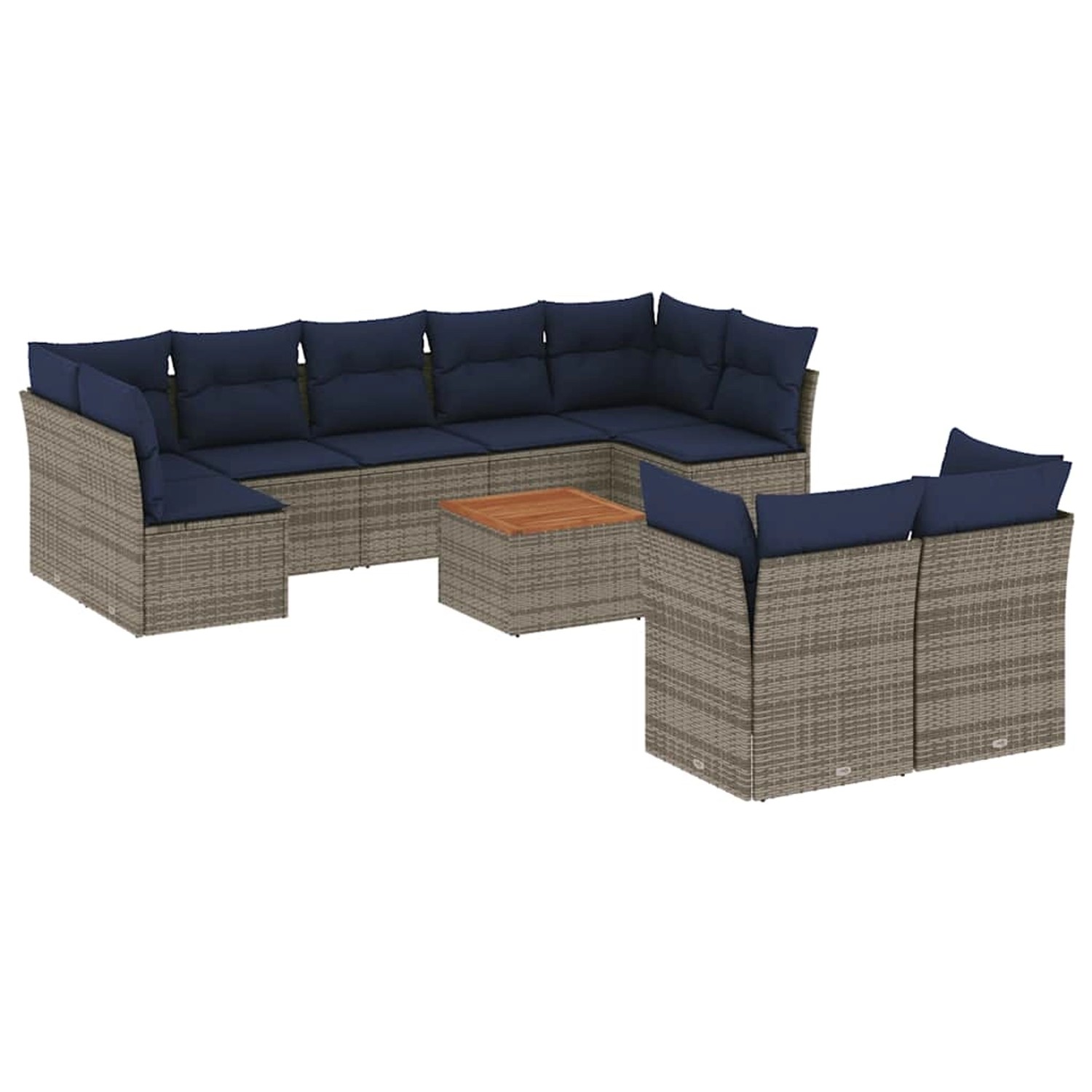 vidaXL 10-Tlg Garten-Sofagarnitur mit Kissen Grau Poly Rattan 3256145 günstig online kaufen