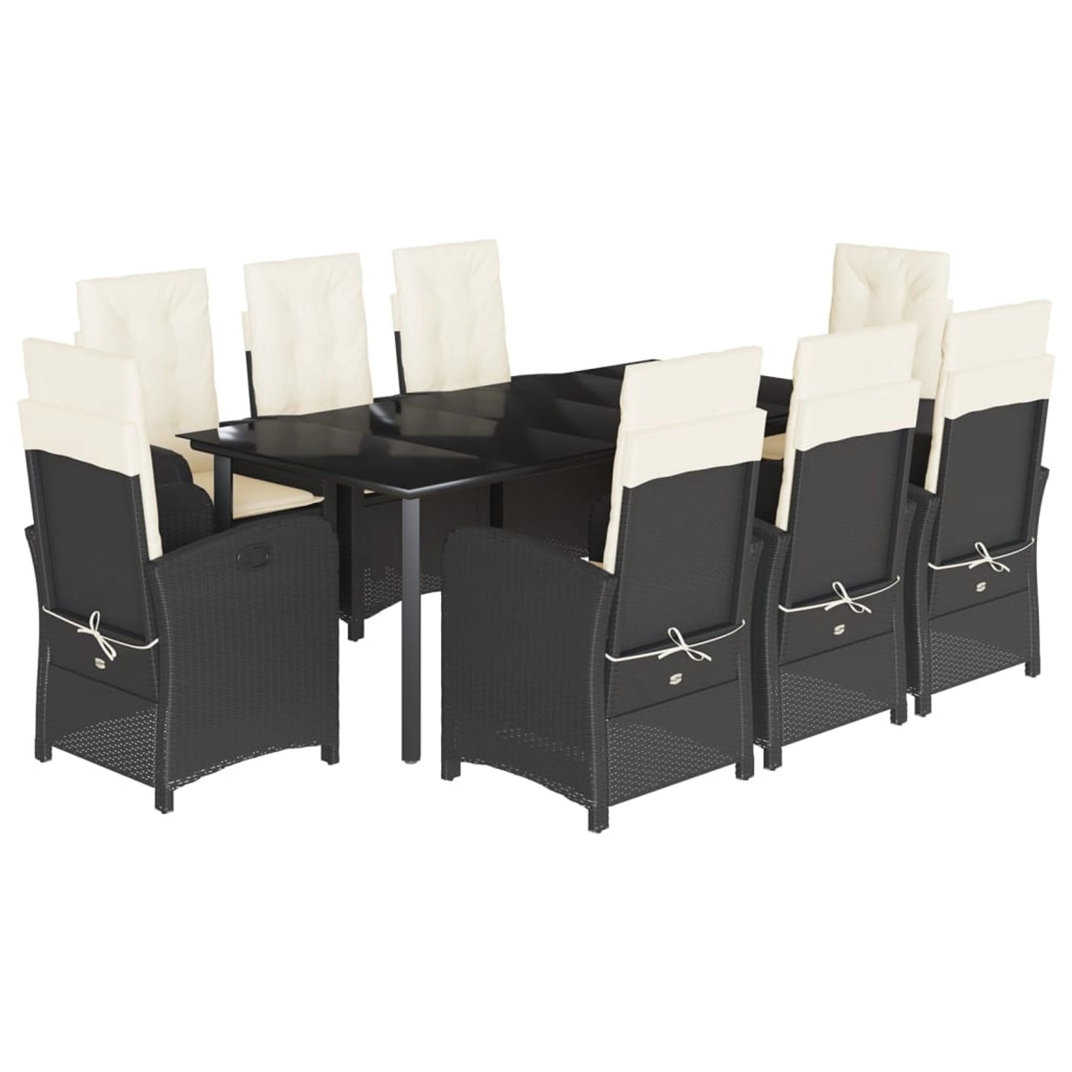 vidaXL 9-Tlg Garten-Essgruppe mit Kissen Schwarz Poly Rattan 3212309 günstig online kaufen