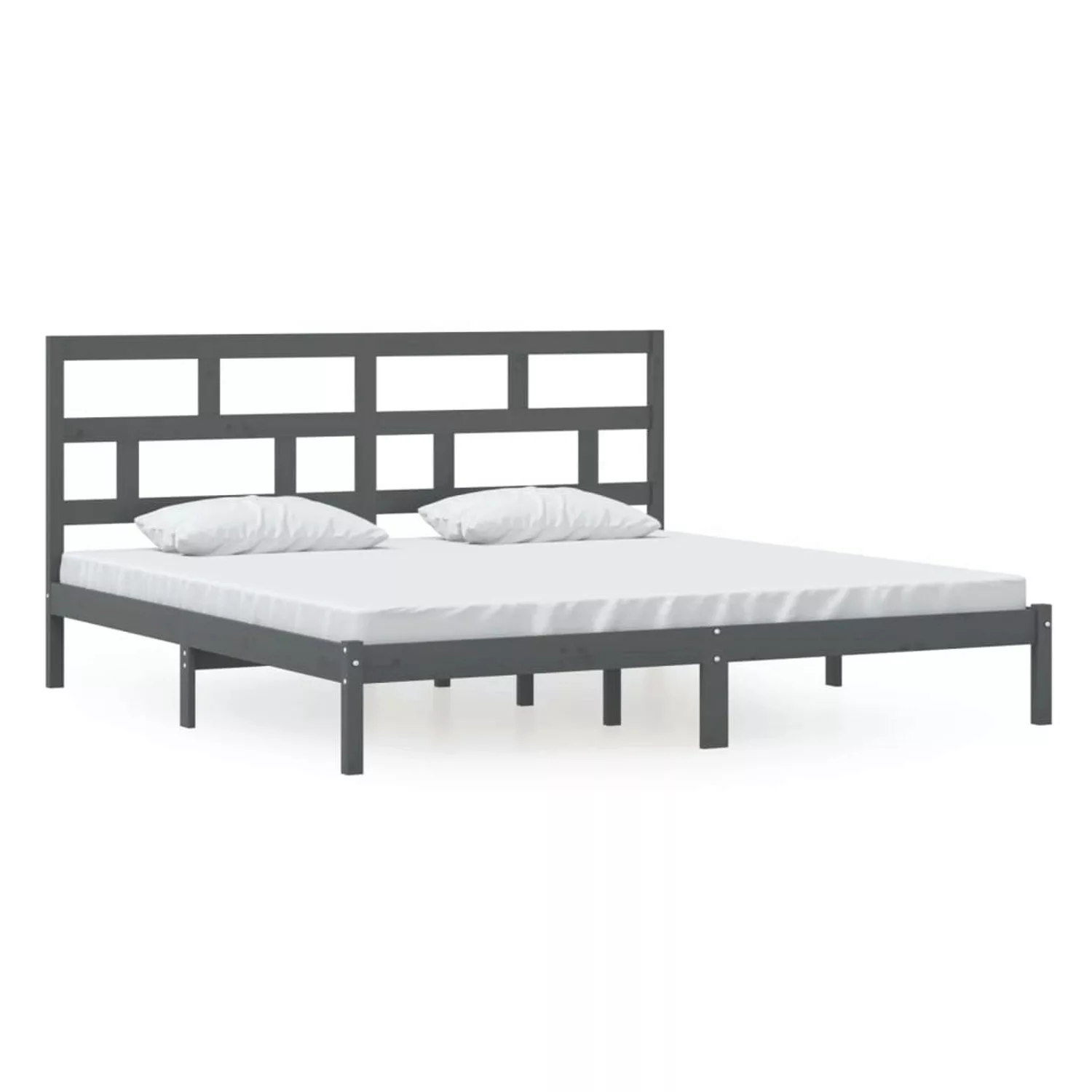 Vidaxl Massivholzbett Grau Kiefer 200x200 Cm günstig online kaufen