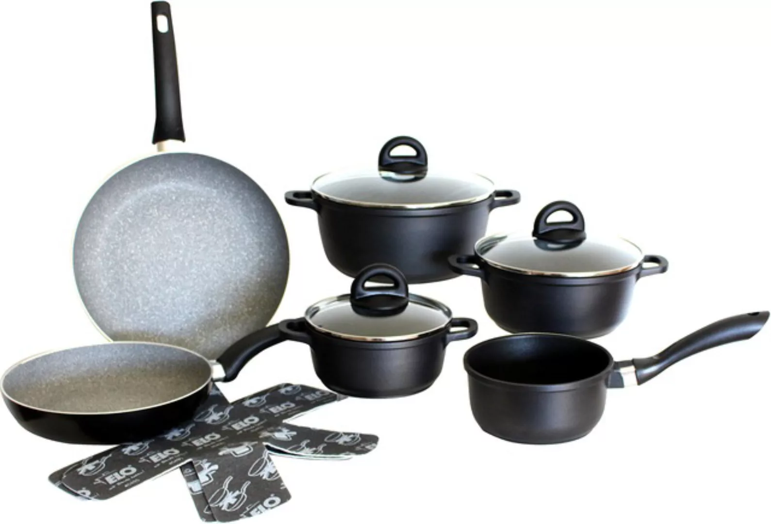 Elo Topf-Set »Black«, Aluminiumguss, (Set, 10 tlg., Kochtopf 16/20/24 cm, S günstig online kaufen