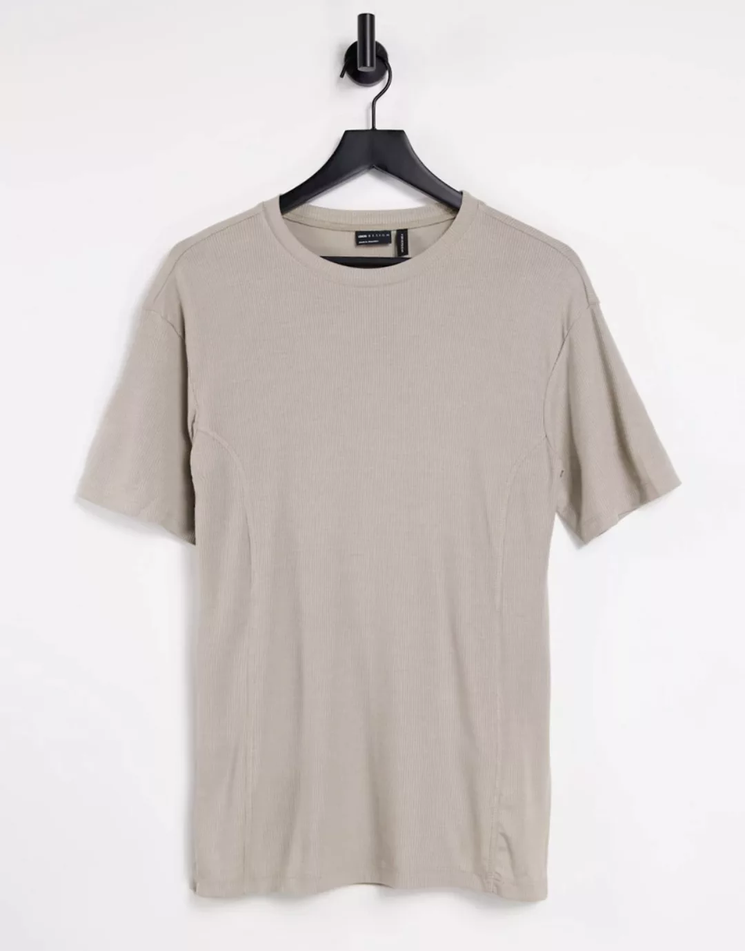 ASOS DESIGN – Geripptes Oversize-T-Shirt mit seitlichem Schlitz und Nahtdet günstig online kaufen