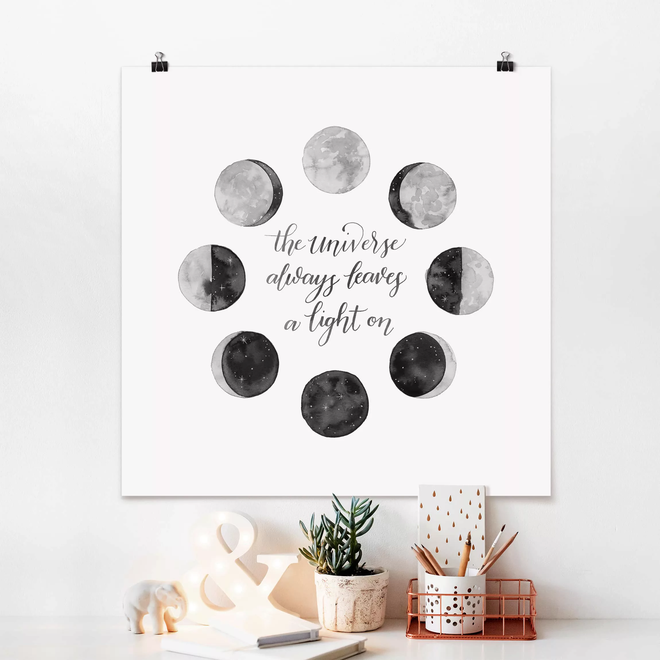 Poster Spruch - Quadrat Ode an den Mond - Universum günstig online kaufen