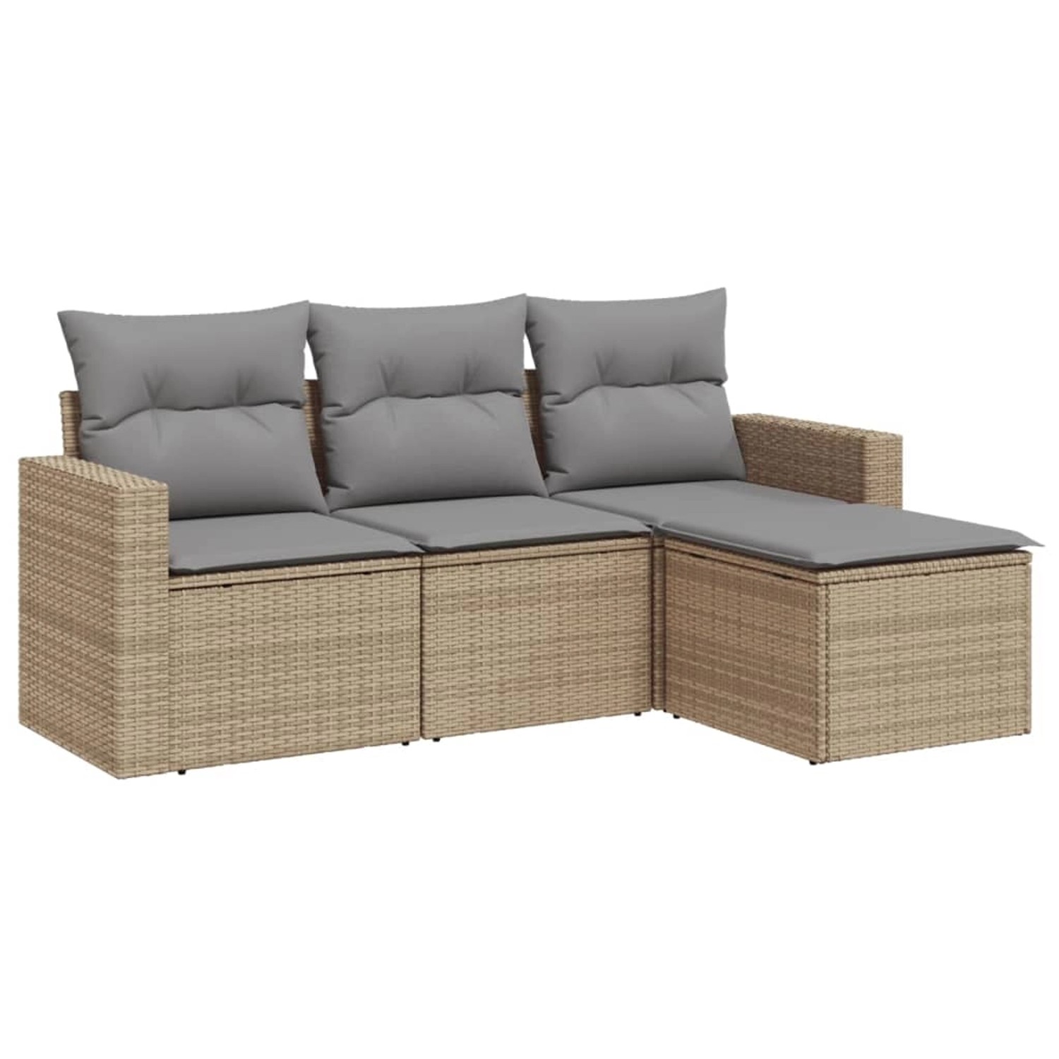 vidaXL 4-tlg Garten-Sofagarnitur mit Kissen Beige Poly Rattan Modell 6 günstig online kaufen