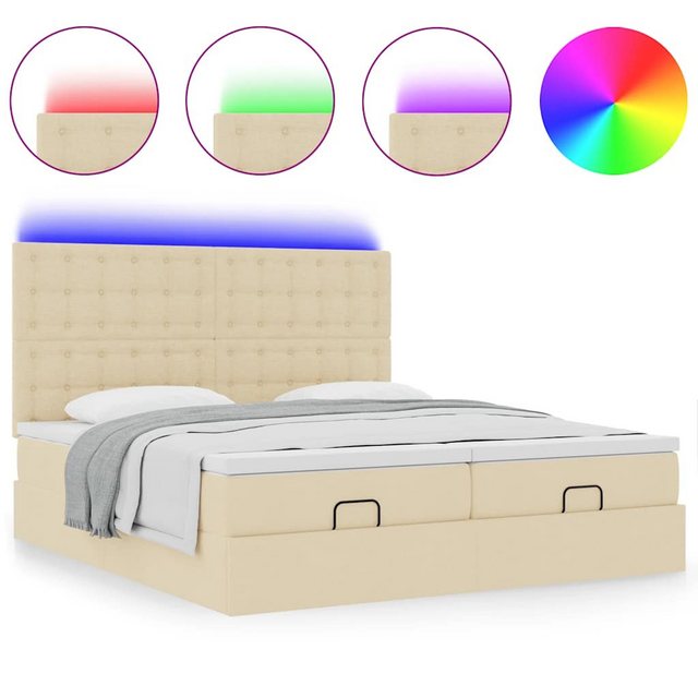 vidaXL Bett Ottoman-Bett mit Matratzen & LEDs Creme 160x200 cm Stoff günstig online kaufen