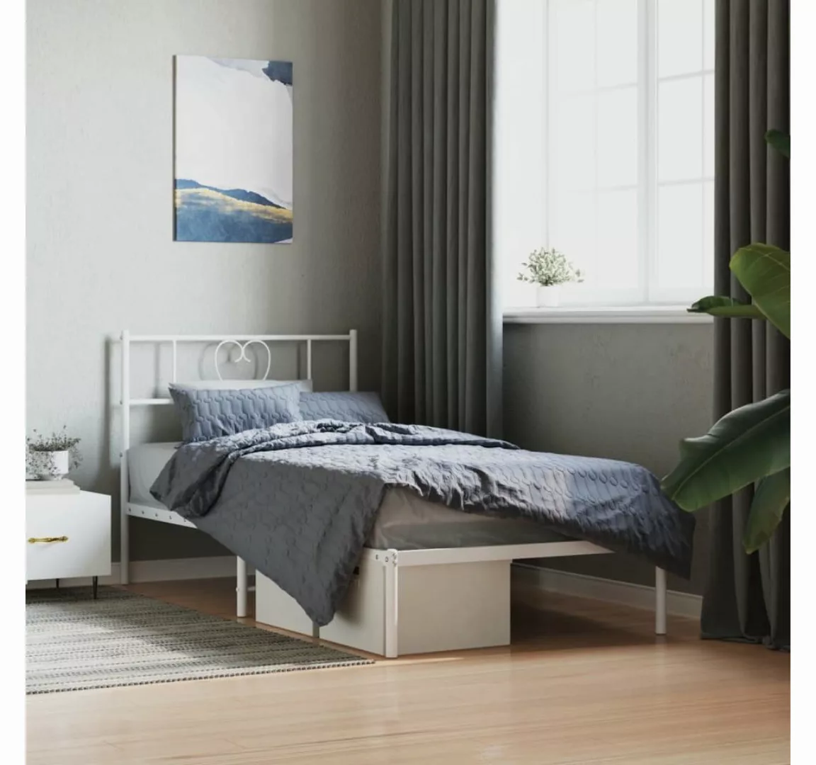 furnicato Bett Bettgestell mit Kopfteil Metall Weiß 107x203 cm günstig online kaufen
