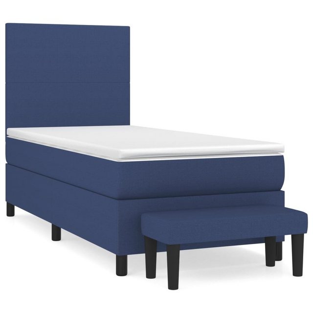 vidaXL Boxspringbett Boxspringbett mit Matratze Blau 90x190 cm Stoff Bett B günstig online kaufen