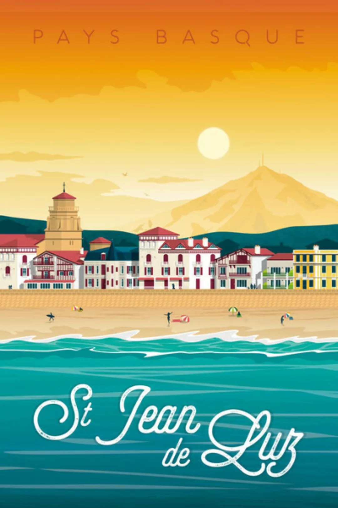 Poster / Leinwandbild - St Jean De Luz Vintage Travel Wandbild günstig online kaufen