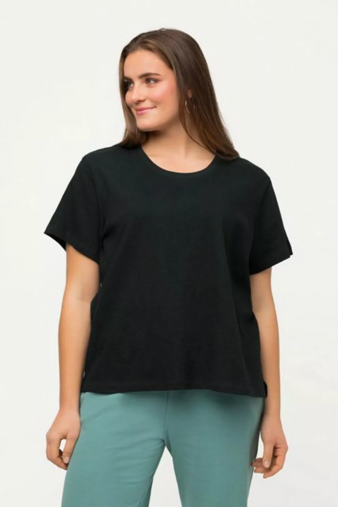 Ulla Popken Rundhalsshirt T-Shirt Rundhals Halbarm Biobaumwolle günstig online kaufen