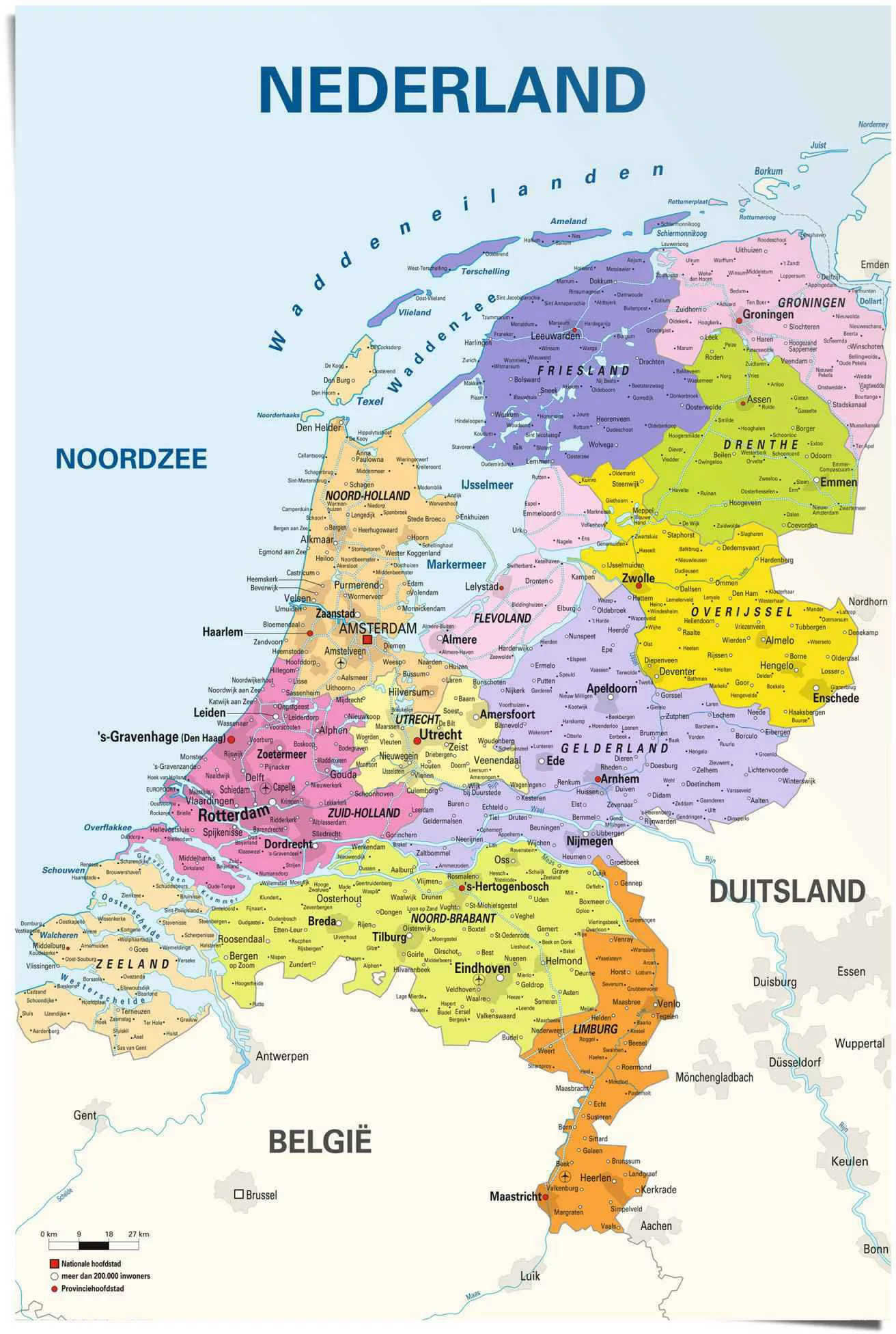 Reinders Poster "Poster Schulkarte Niederlande Niederländisch - Niederländi günstig online kaufen