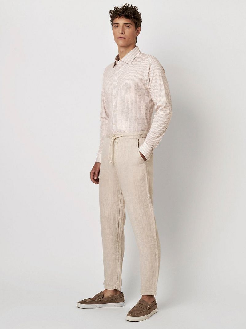 DESOTO Hemd Kent Monochrome Streifen Beige - Größe L günstig online kaufen