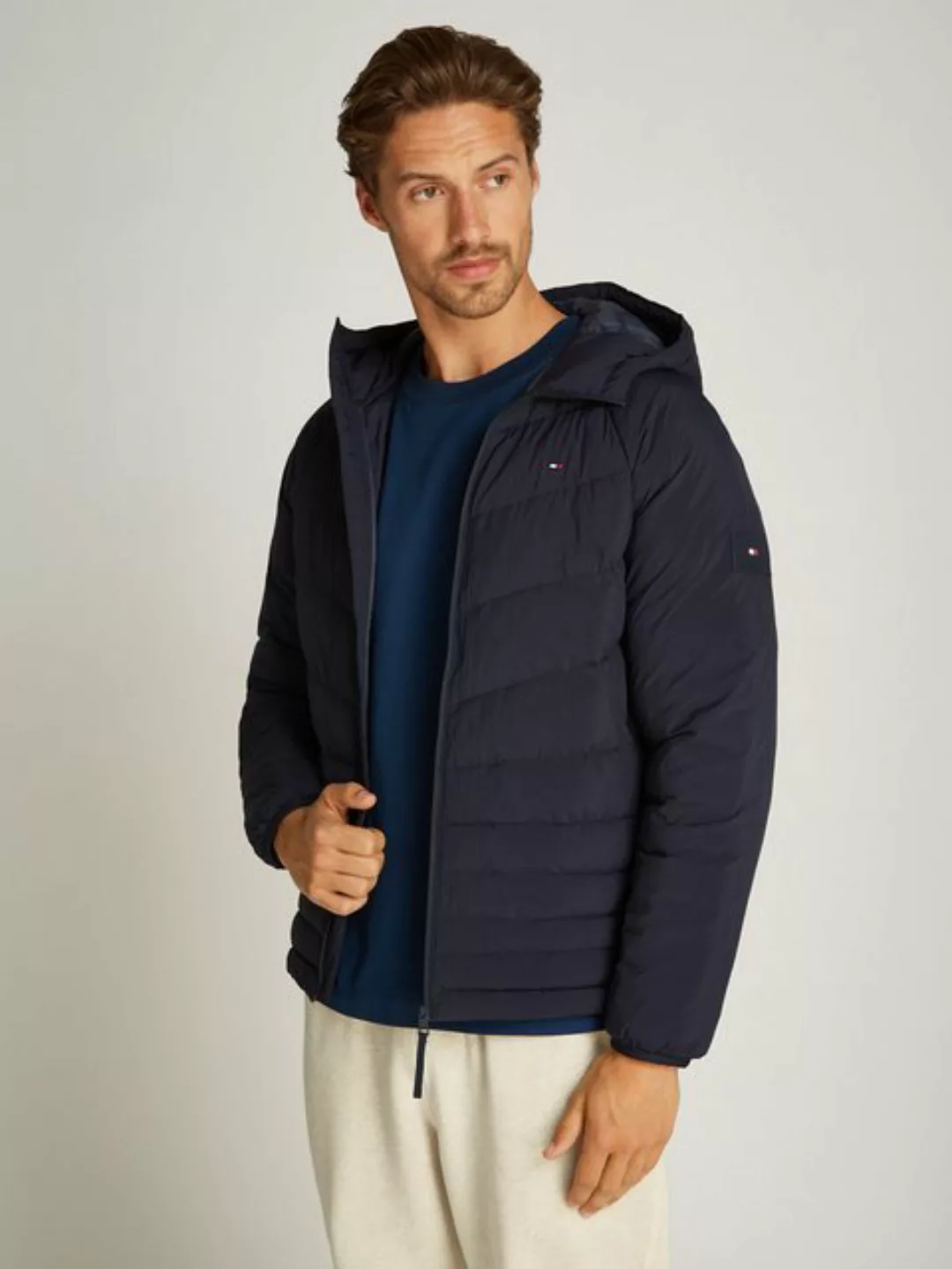 Tommy Hilfiger Steppjacke MIX QUILT HOODED JACKET mit Raglanärmeln günstig online kaufen