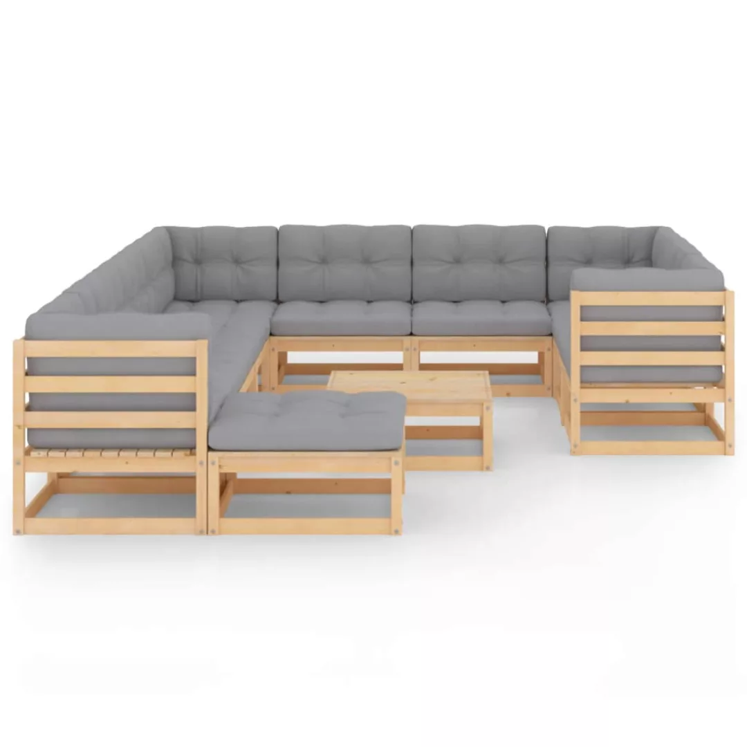 12-tlg. Garten-lounge-set Mit Kissen Kiefer Massivholz günstig online kaufen