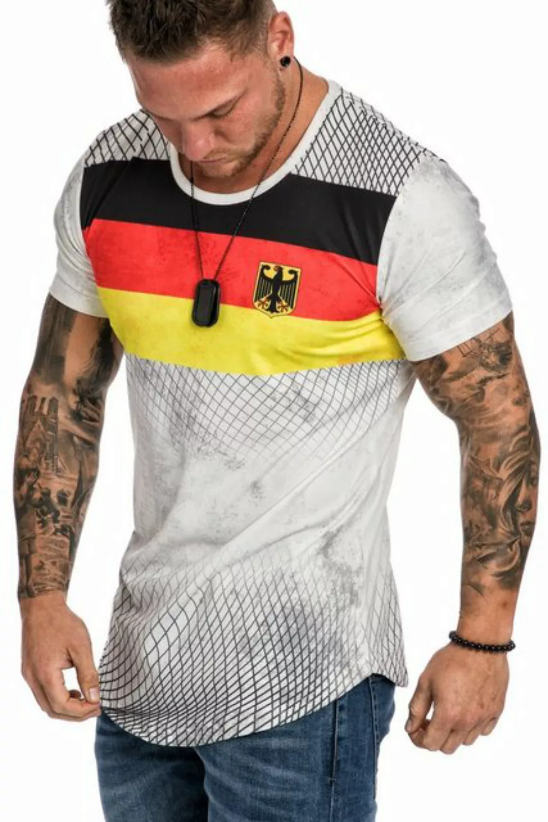 REPUBLIX T-Shirt EMWM Herren Länder EM WM Oversize Crew Neck Shirt mit Rund günstig online kaufen