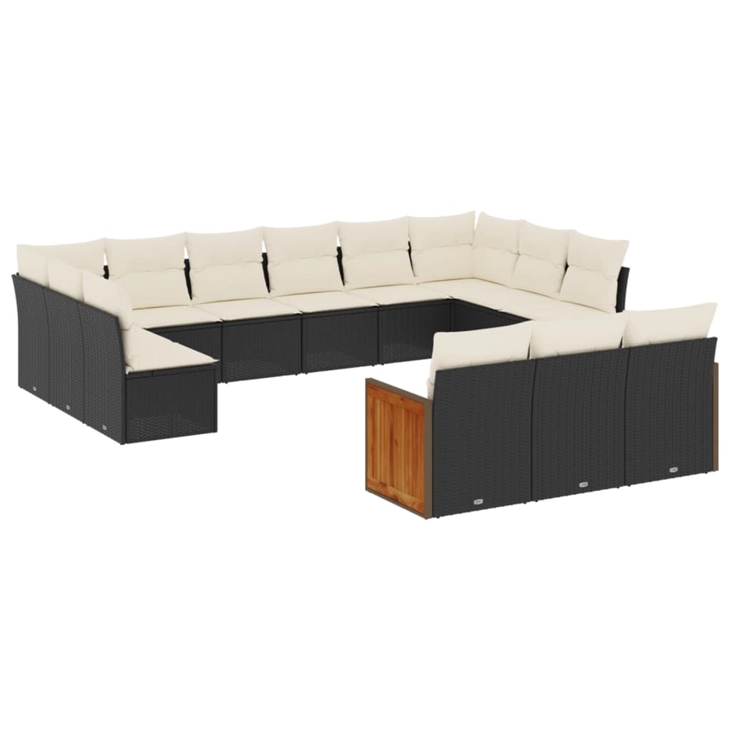 vidaXL 13-tlg Garten-Sofagarnitur mit Kissen Schwarz Poly Rattan Modell 66 günstig online kaufen