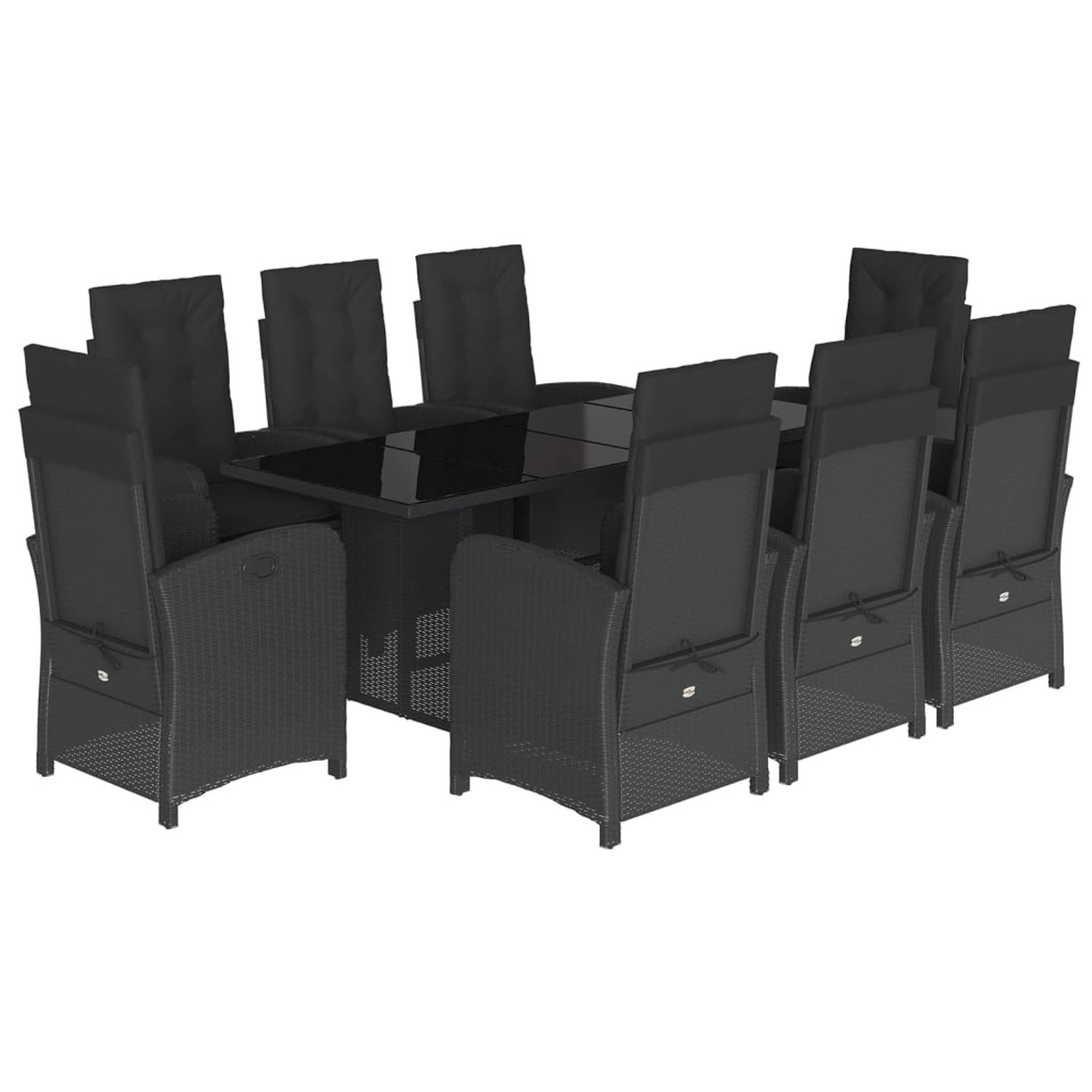 vidaXL 9-Tlg Garten-Essgruppe mit Kissen Schwarz Poly Rattan 3212252 günstig online kaufen
