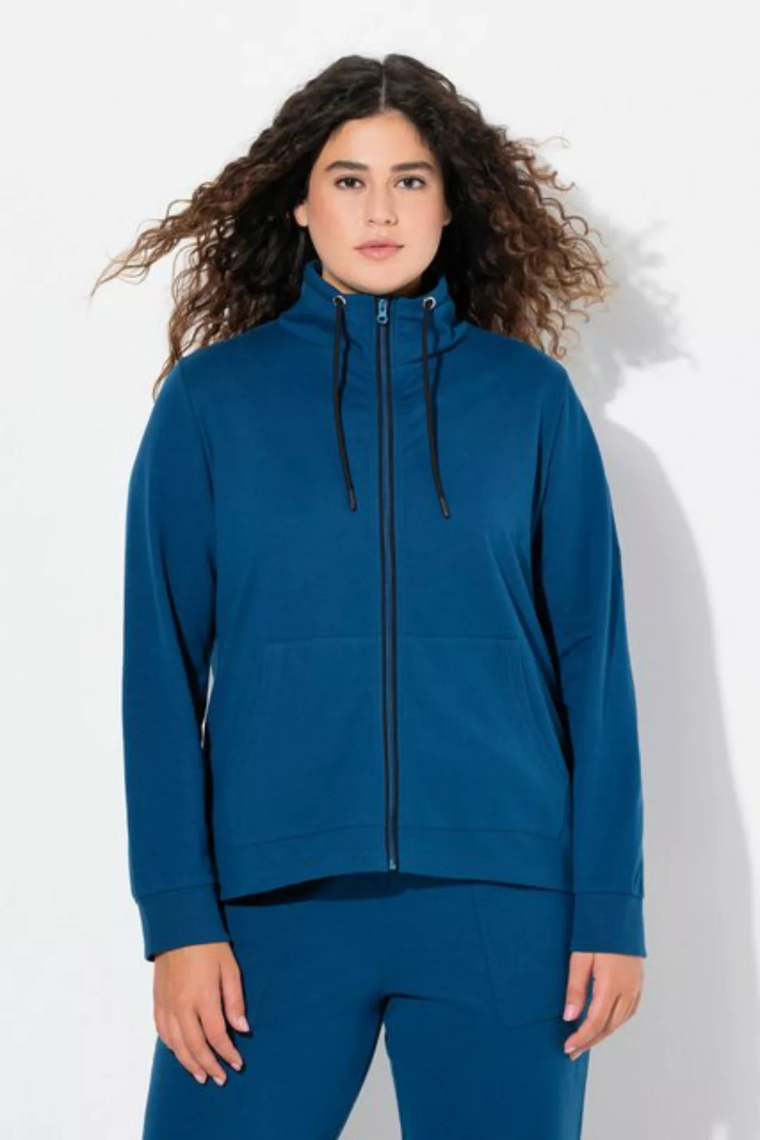 Ulla Popken Sweatjacke Sweatjacke Stehkragen Kängurutasche hinten länger günstig online kaufen