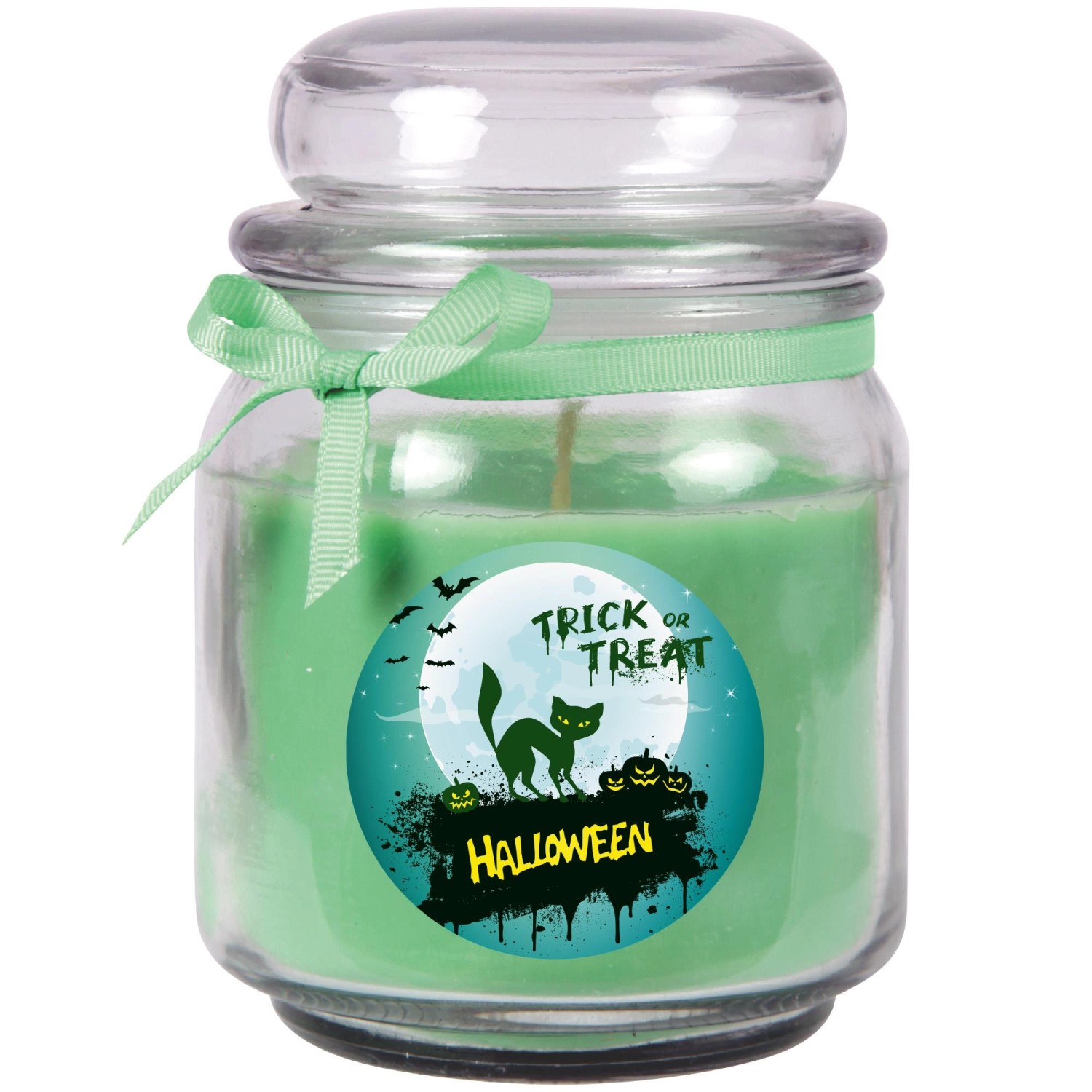 HS Candle Duftkerze & Glas Halloween Grün Bonbon 70h günstig online kaufen