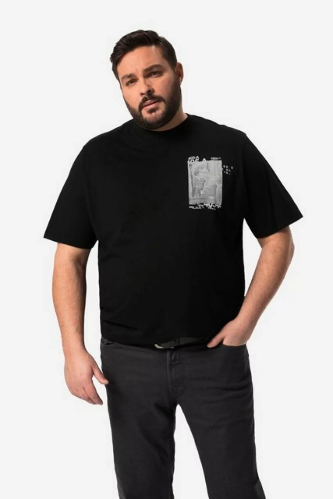 Men Plus T-Shirt Men+ T-Shirt Halbarm Brust Print bis 84/86 günstig online kaufen