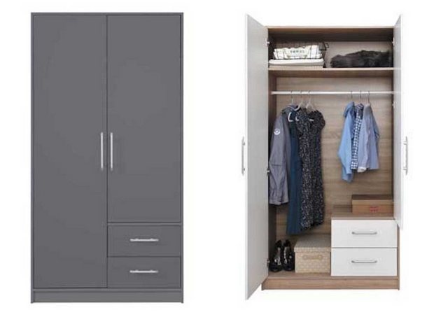 Feldmann-Wohnen Kleiderschrank Smart (1-St) 3-teilig anthrazit günstig online kaufen