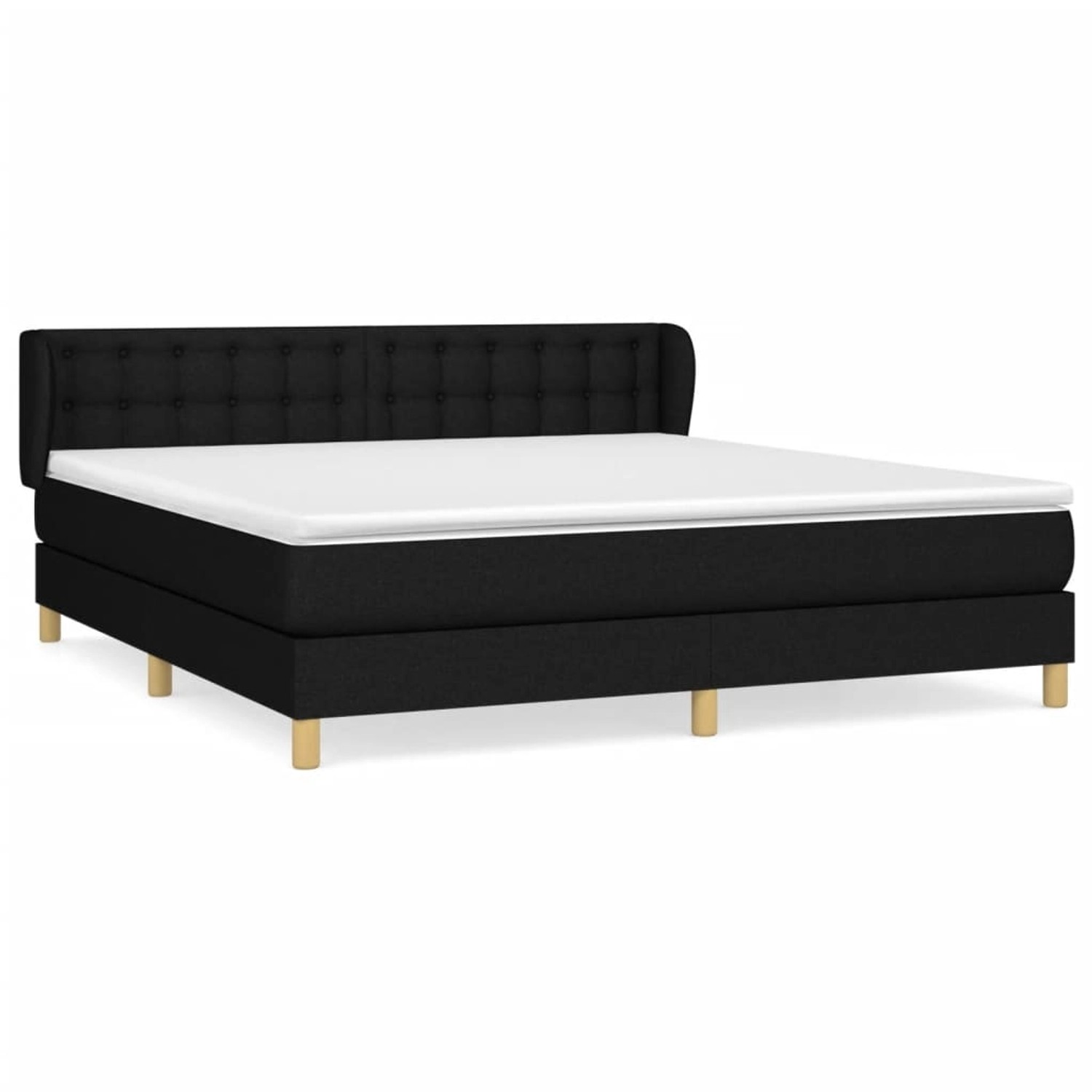 vidaXL Boxspringbett Boxspringbett mit Matratze Schwarz 180x200 cm Stoff Be günstig online kaufen