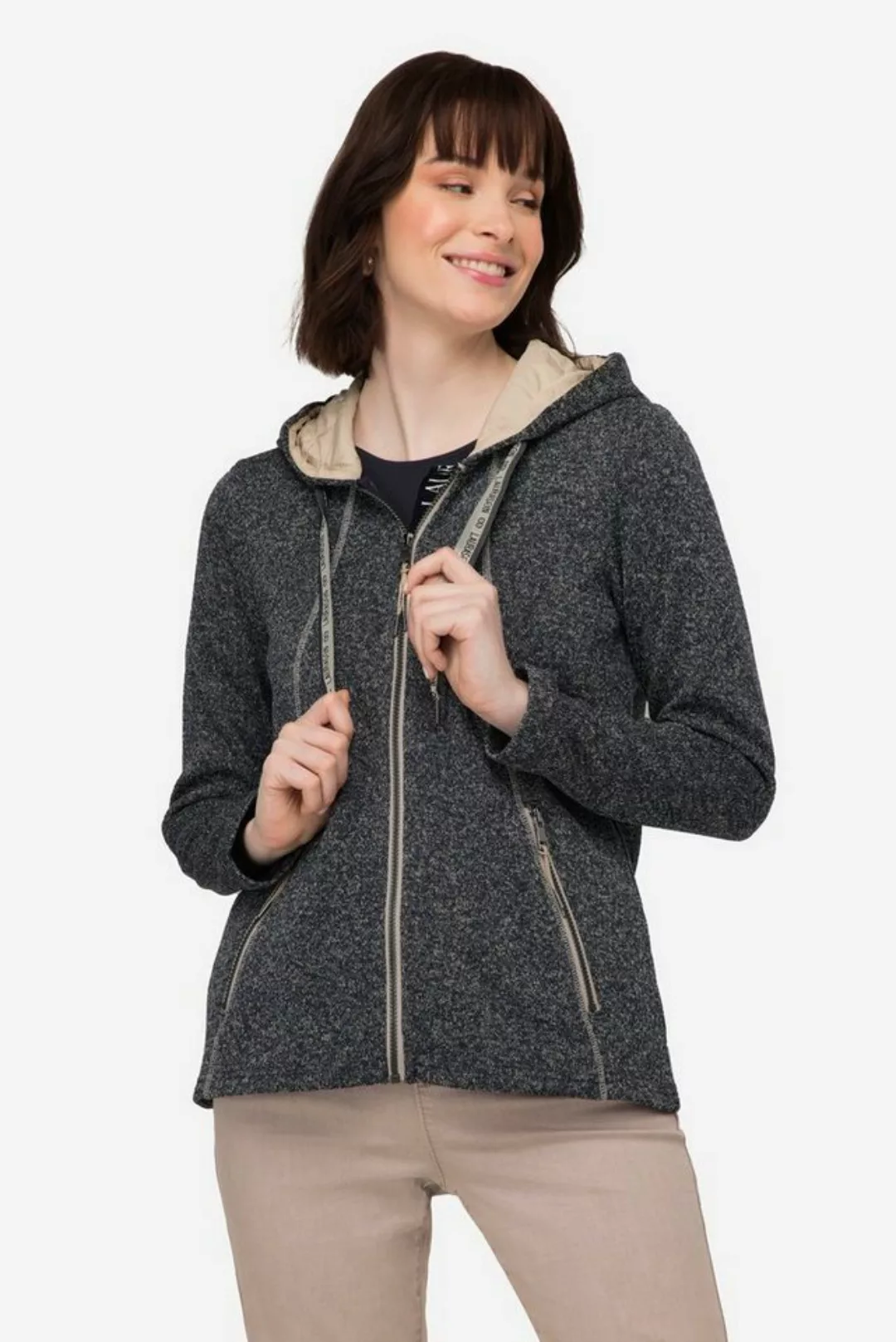 Laurasøn Sweatjacke Strickfleece-Jacke Kapuze Zipptaschen günstig online kaufen