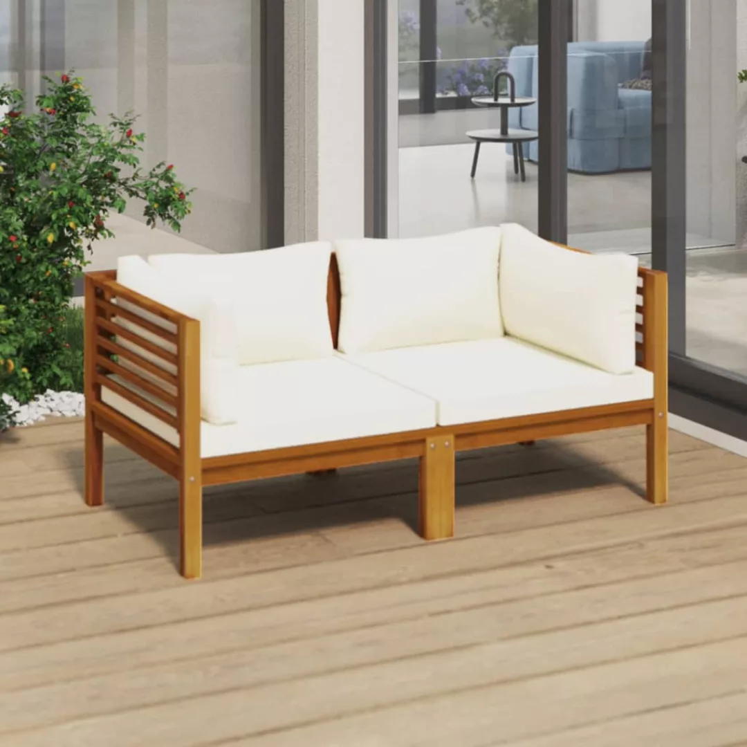 2-sitzer-gartensofa Mit Creme Kissen Massivholz Akazie günstig online kaufen