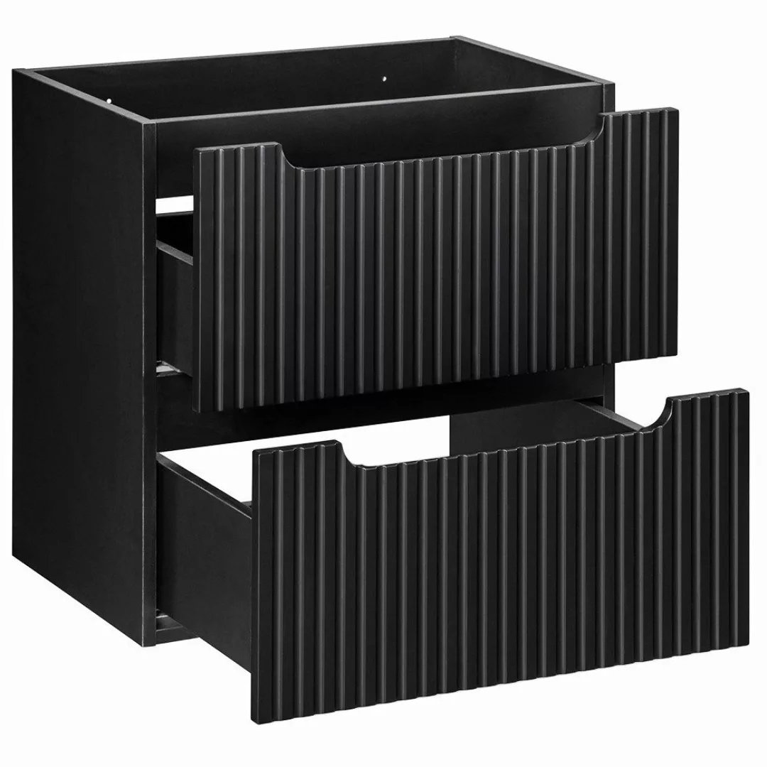 Lomadox Waschbeckenschrank NEWPORT-56-BLACK 60cm Badmöbel 2 günstig online kaufen
