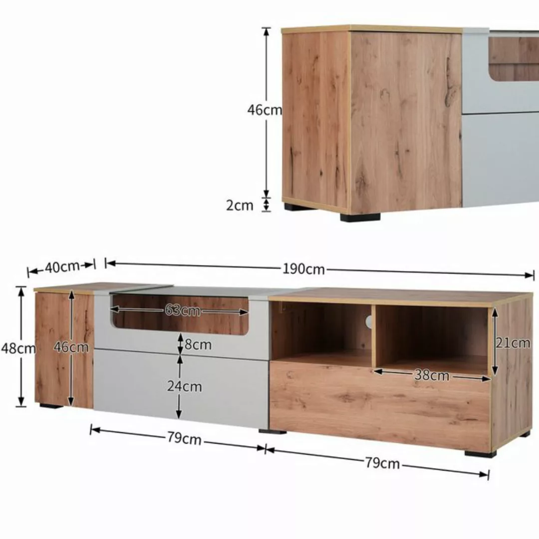 Celya TV-Schrank Lowboards, Mit farbwechselnden LED-Leuchten Glasplatte mit günstig online kaufen