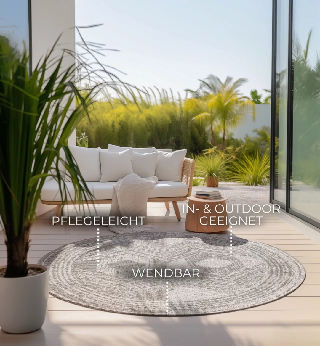 ELLE DECORATION Teppich »Merge, In- und Outdoor«, rund, 5 mm Höhe, Flachgew günstig online kaufen