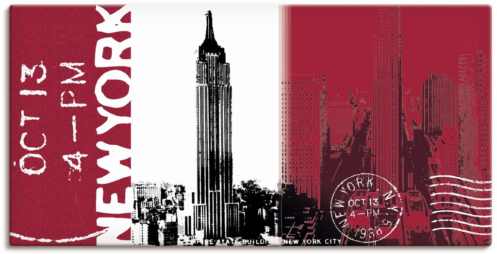Artland Leinwandbild "New York - bordeaux", Gebäude, (1 St.), auf Keilrahme günstig online kaufen