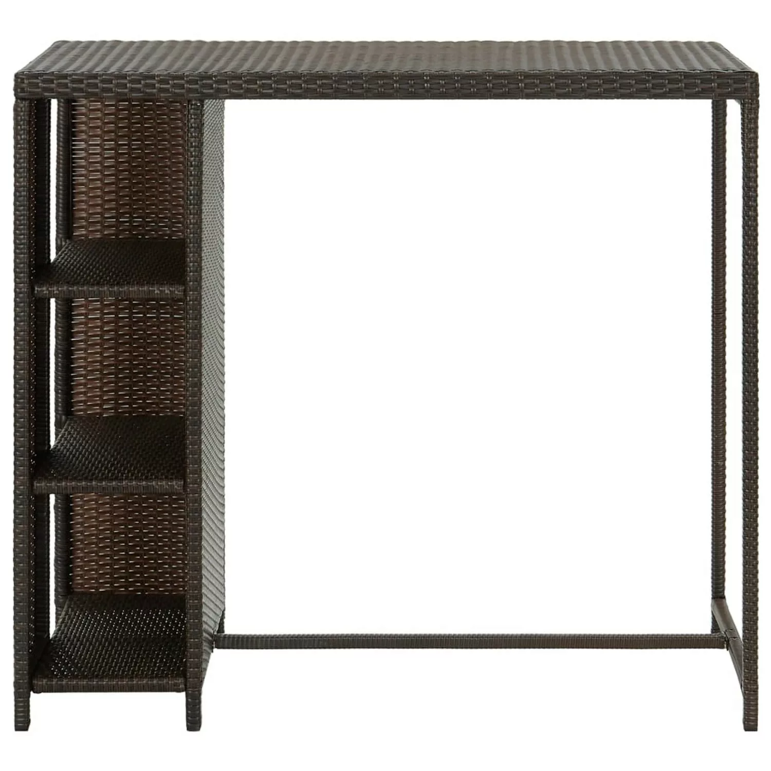 Bartisch Mit Regal Braun 120x60x110 Cm Poly Rattan günstig online kaufen