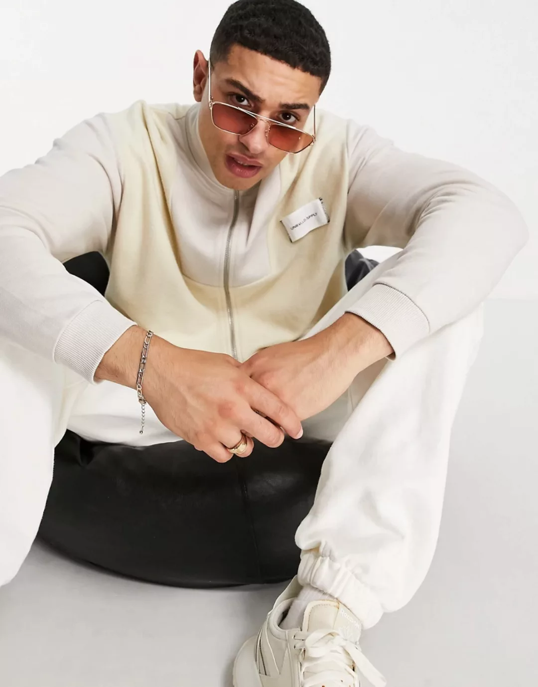 ASOS – Unrvlld Spply – Oversize-Jacke in Ecru mit Stehkragen und Polarfleec günstig online kaufen
