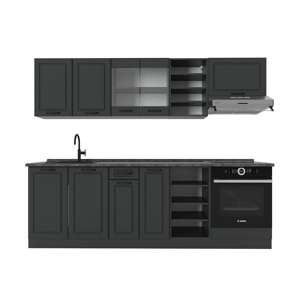 Vicco Küchenzeile R-Line, Anthrazit Landhaus/Anthrazit, 240 günstig online kaufen