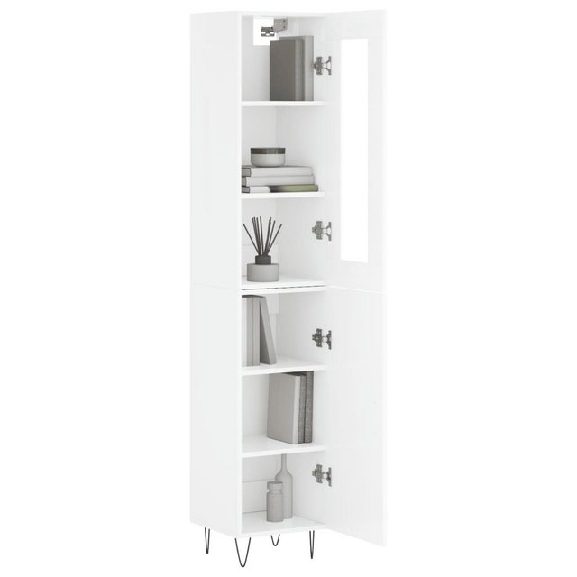 vidaXL Vitrine Highboard Hochglanz-Weiß 34,5x34x180 cm Spanplatte Glas Vitr günstig online kaufen