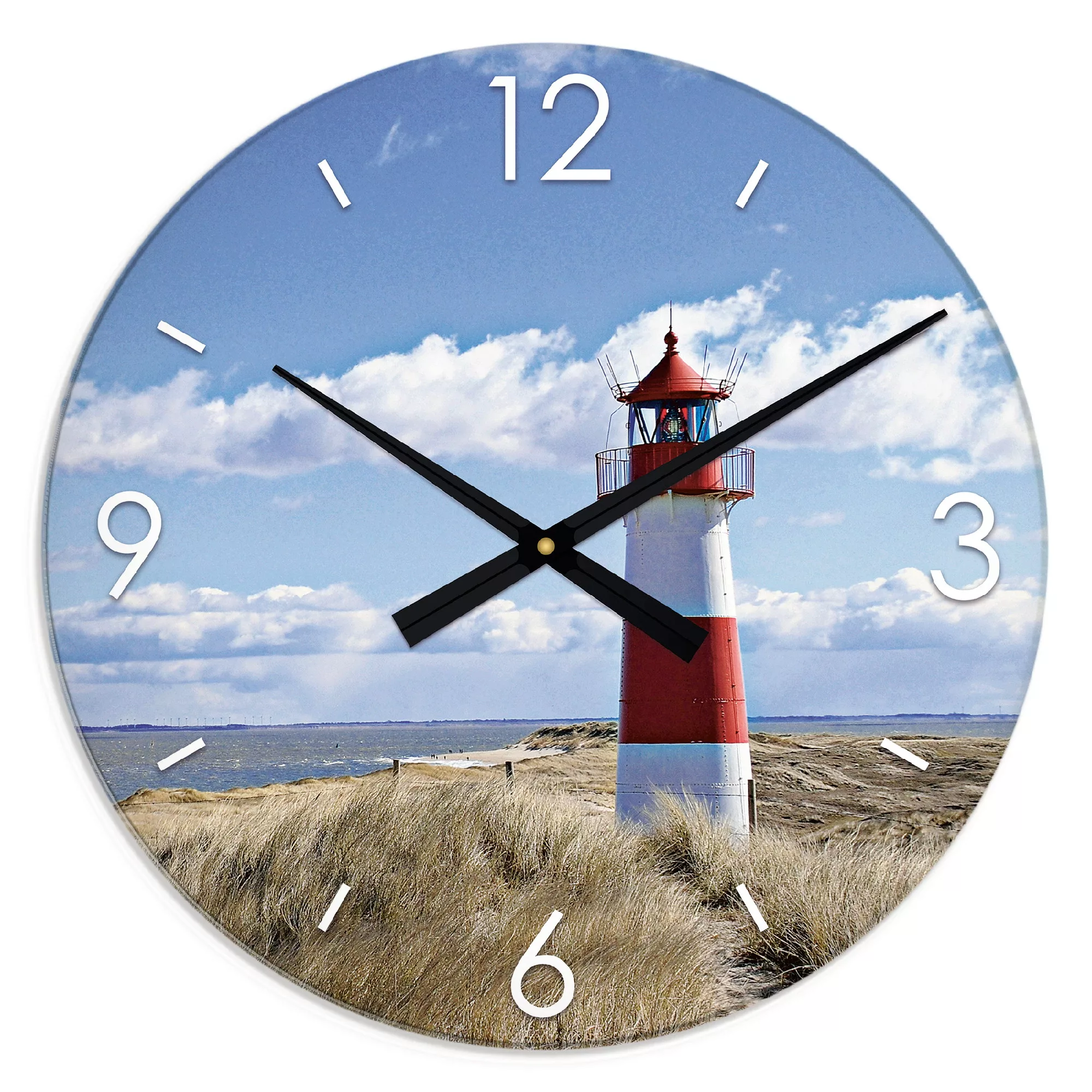 Artland Wanduhr "XXL Ø 50 cm Leuchtturm Sylt", lautlos ohne Tickgeräusche günstig online kaufen