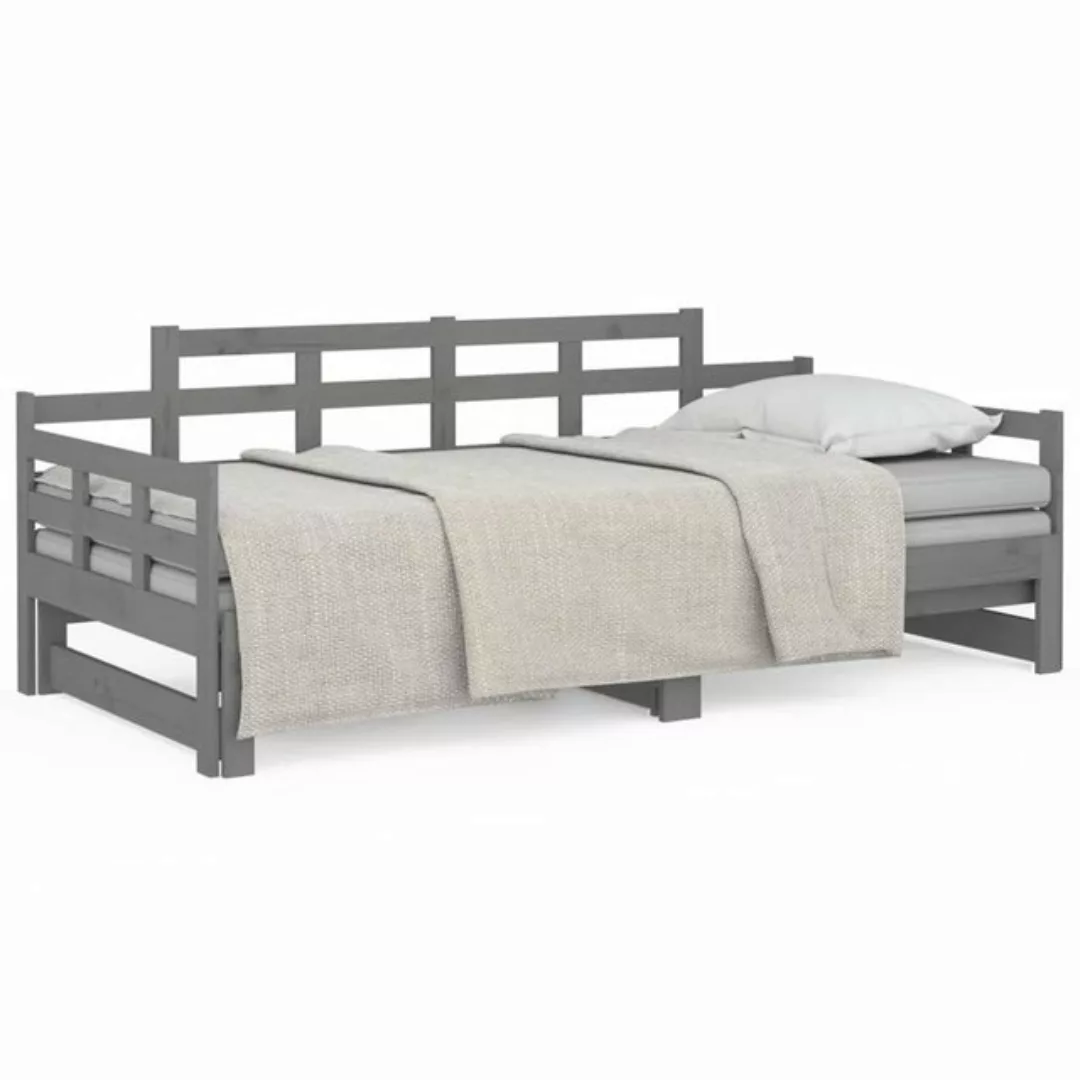 furnicato Bett Tagesbett Ausziehbar Grau Massivholz Kiefer 2x(90x200) cm günstig online kaufen