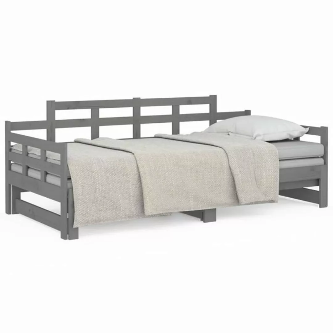 furnicato Bett Tagesbett Ausziehbar Grau Massivholz Kiefer 2x(90x200) cm (1 günstig online kaufen